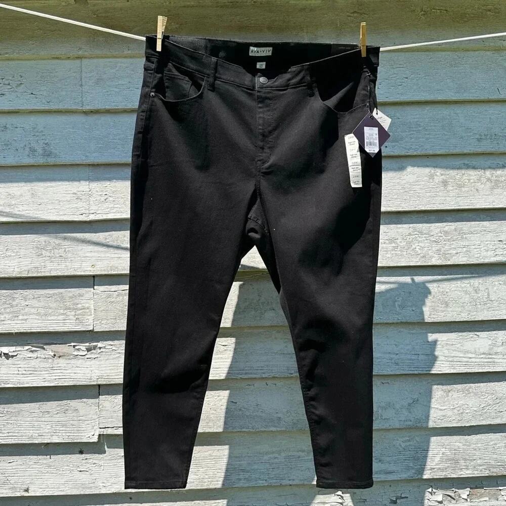 Ava&viv black high-rise skinny jeans, size 24,‎ new with tags